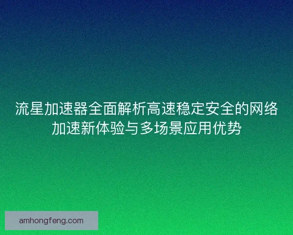 流星加速器全面解析高速稳定安全的网络加速新体验与多场景应用优势